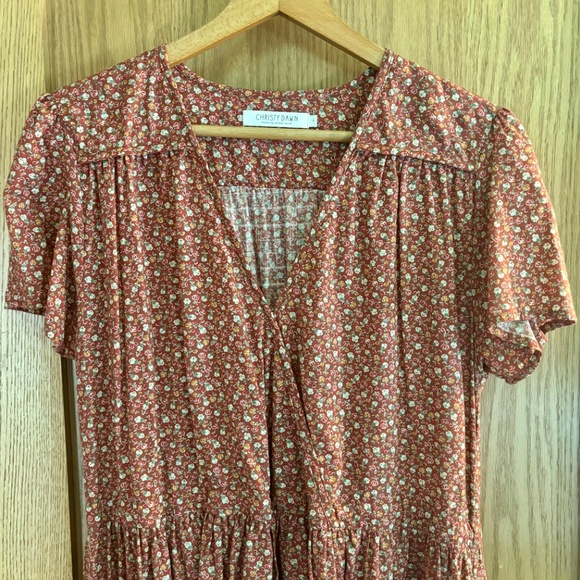 Christy Dawn Calico Rust Floral Cotton Dawn Dress Size Large Rooibos Harvest - Picture 3 of 8